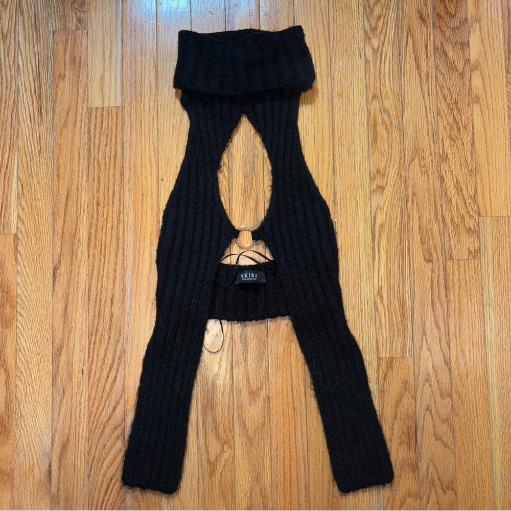 AKIRA Black Knit Cutout Top